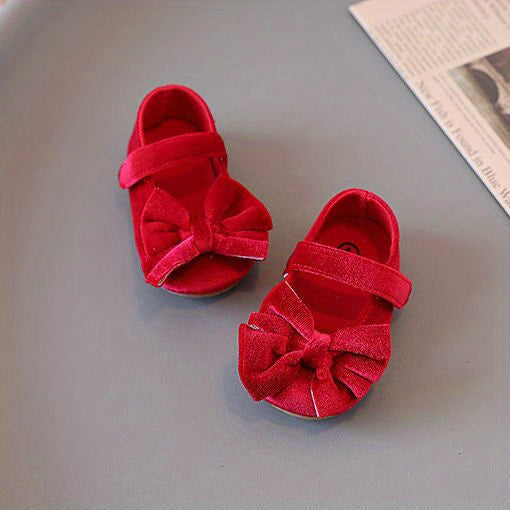 Baby Girls Mary Jane Flats With Bowknot First Walker Shoes Crib Shoes Princess Wedding Party Christmas Dress Shoes
