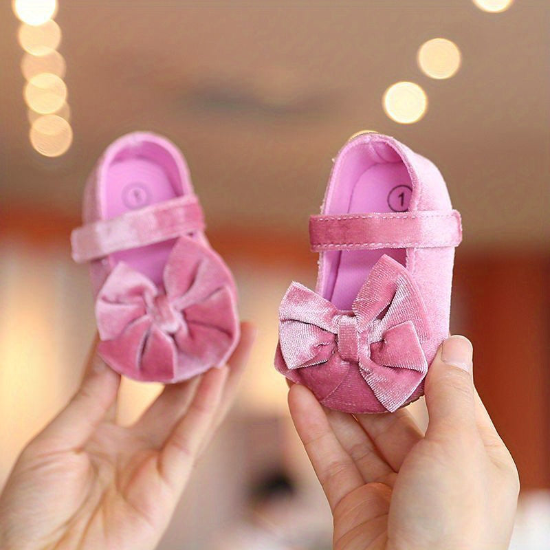 Baby Girls Mary Jane Flats With Bowknot First Walker Shoes Crib Shoes Princess Wedding Party Christmas Dress Shoes