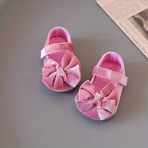 Baby Girls Mary Jane Flats With Bowknot First Walker Shoes Crib Shoes Princess Wedding Party Christmas Dress Shoes