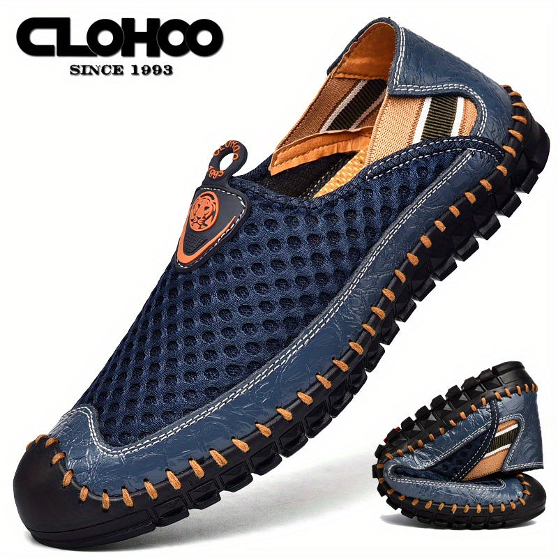 CLOHOO Men's Mesh Breathable Lightweight Rubber Sole Stitching Non Slip Sandals Hiking Shoes For Spring And Summer