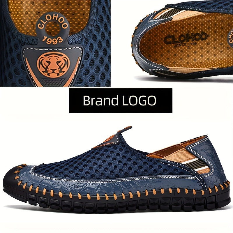 CLOHOO Men's Mesh Breathable Lightweight Rubber Sole Stitching Non Slip Sandals Hiking Shoes For Spring And Summer