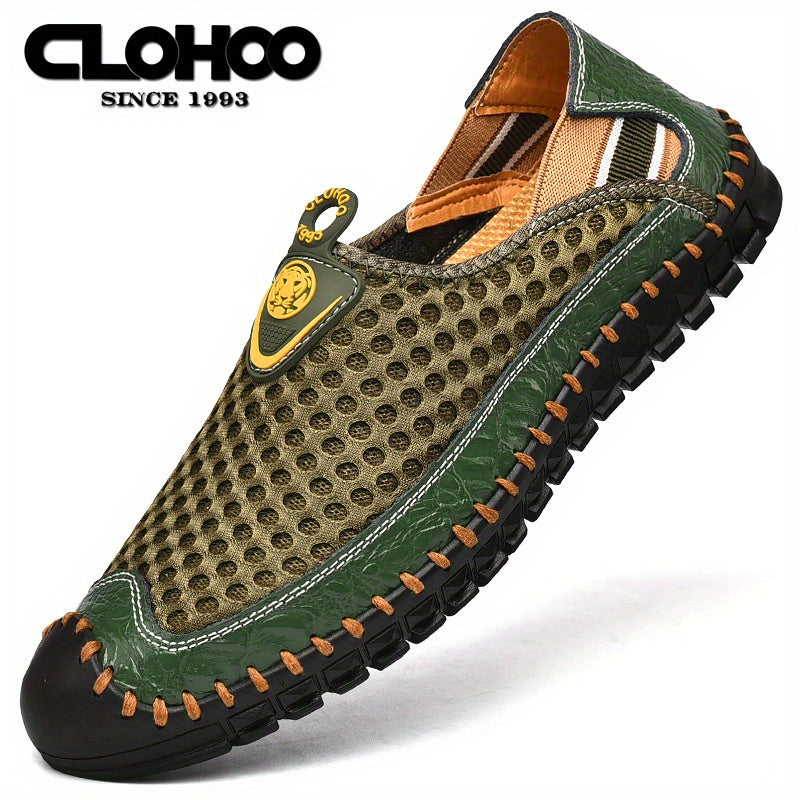 CLOHOO Men's Mesh Breathable Lightweight Rubber Sole Stitching Non Slip Sandals Hiking Shoes For Spring And Summer