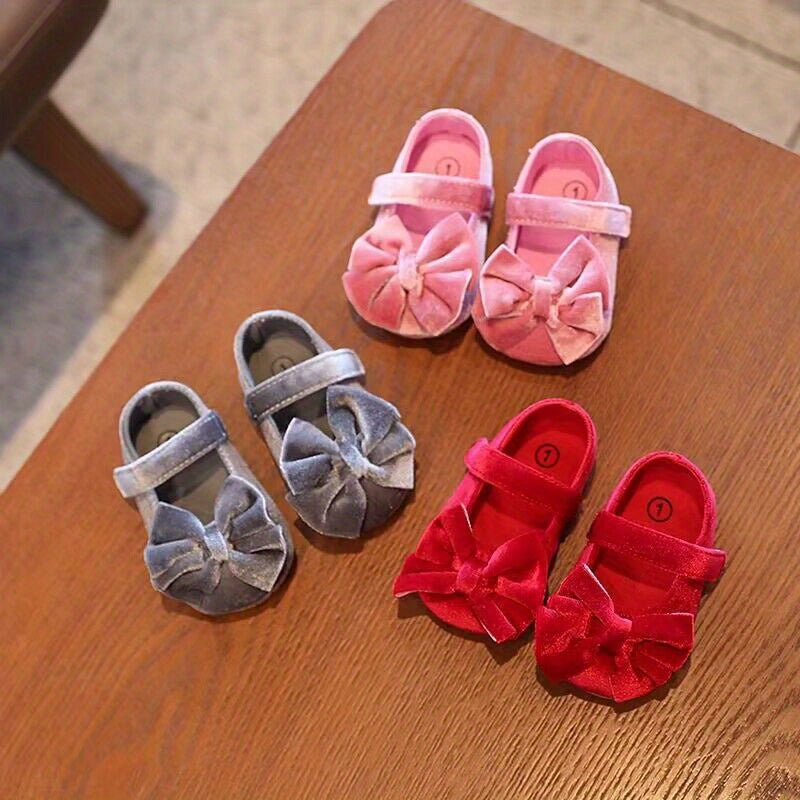 Baby Girls Mary Jane Flats With Bowknot First Walker Shoes Crib Shoes Princess Wedding Party Christmas Dress Shoes