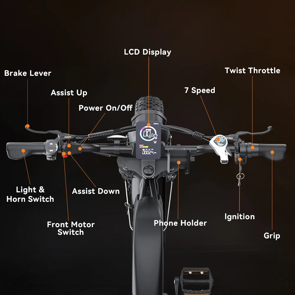 52V 23ah Dual Batteries 2000w Electric Mountain Bike Dual Motors 20 Inch Fat Tire Ebike Dual Suspension Electr Bike