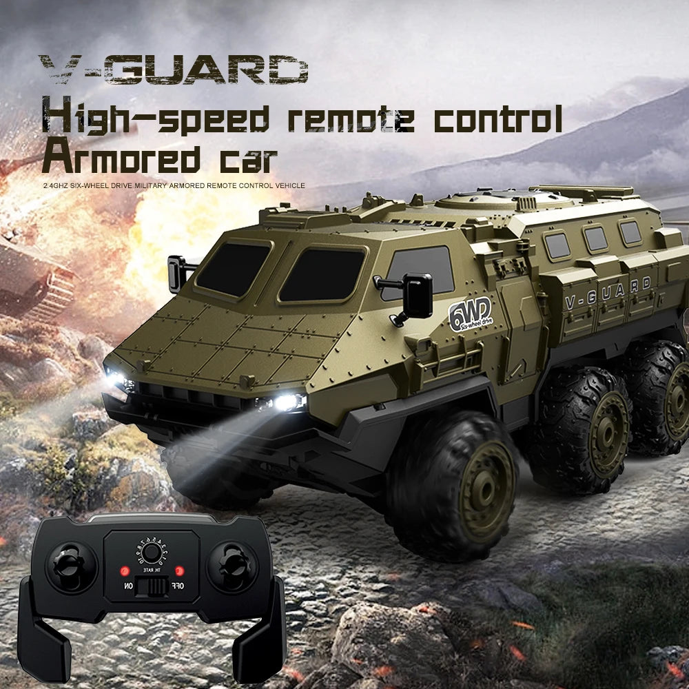 2.4g 1:16 Six-wheeled Armored Remote Control Vehicle Simulates Carrier Truck Climbing Model Toy Car at High Speed 20km/h