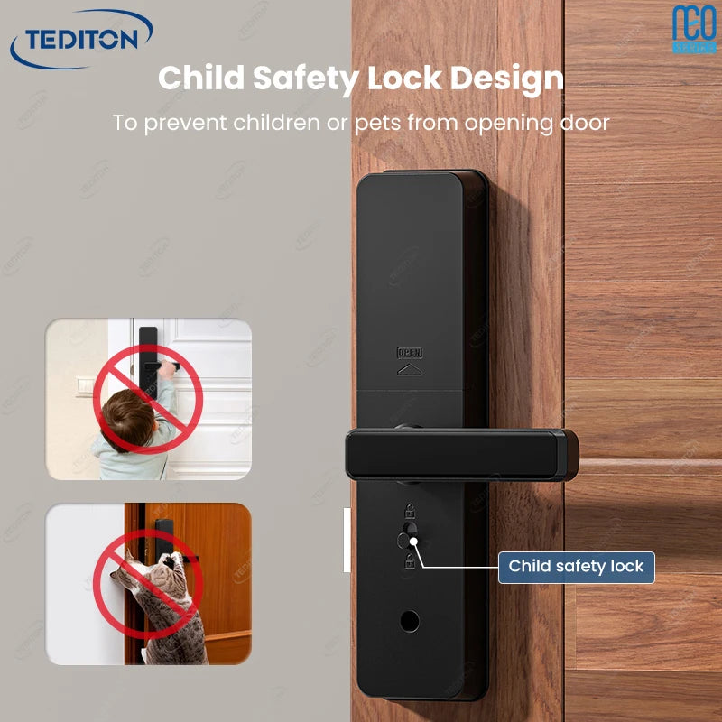 Tediton NEO Cerradura Inteligente Para Puerta Hotel Electronic Digital TTlock Remote Control Waterproof Smart Door Lock