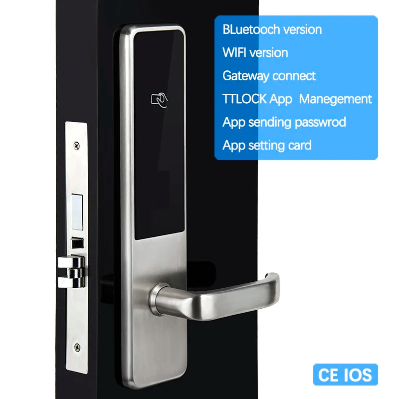 Hot Sale  304 Pure Stainless Steel Keyless Electronic RFID CE FCC Certificated Hotel System   Door Lock  Card Lock Smart Lock