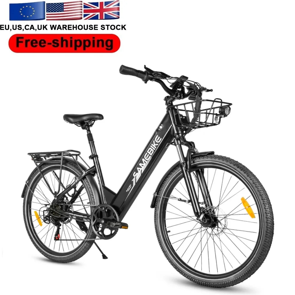 Samebike EU Warehouse Fast Delivery Electric 500 Motor Power with 36v 15Ah Lithium Battery Disc Brake with Basket City Ebike
