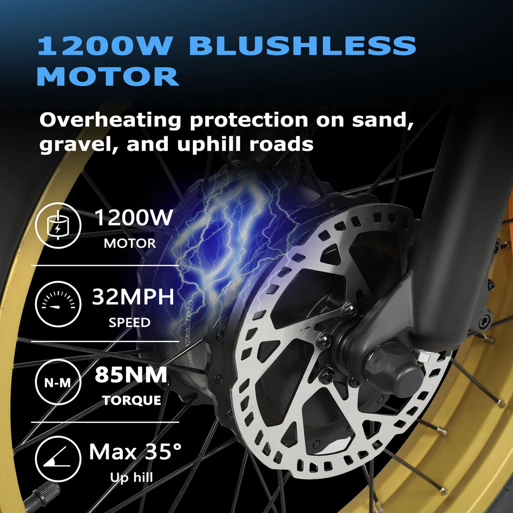 All-terrain Electric Bike 1200W Motor 48V20AH Battery 20*4.0 Tire Mountain E-bicycle 52KM/H Urban E-bicycle Electric motorcycle