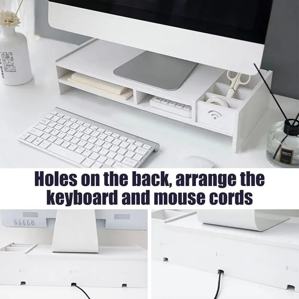 Desktop Computer Monitor Stand Modern Design Multi Compartment Laptop Heightening Holder for Home School Office Desktop Shelf