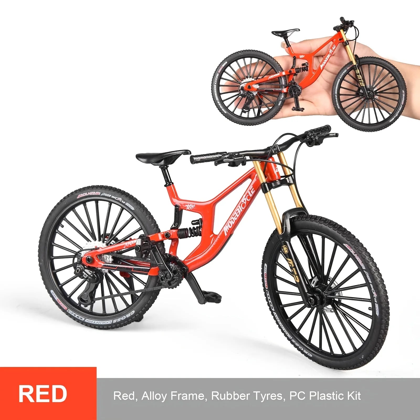 1:6 Scale Alloy Mountain Bike Model Realistic Gear Toy with Front & Rear Shock Absorbers Christmas Gifts for Bicycle Enthusiasts