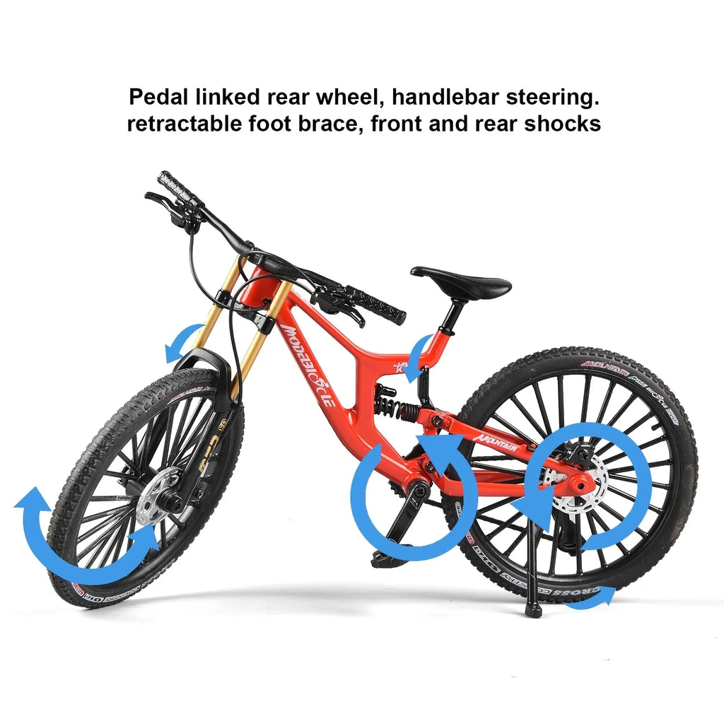 1:6 Scale Alloy Mountain Bike Model Realistic Gear Toy with Front & Rear Shock Absorbers Christmas Gifts for Bicycle Enthusiasts
