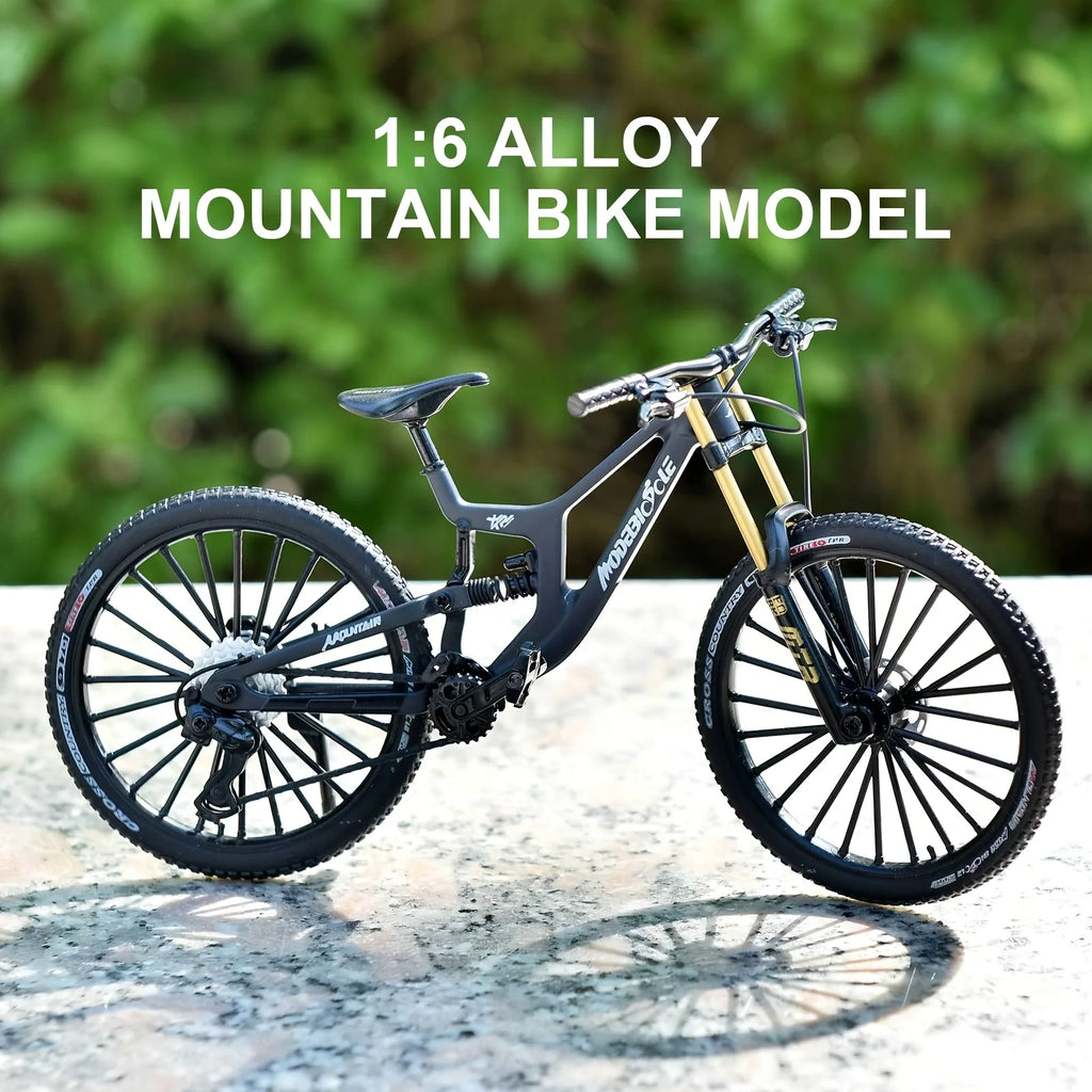 1:6 Scale Alloy Mountain Bike Model Realistic Gear Toy with Front & Rear Shock Absorbers Christmas Gifts for Bicycle Enthusiasts