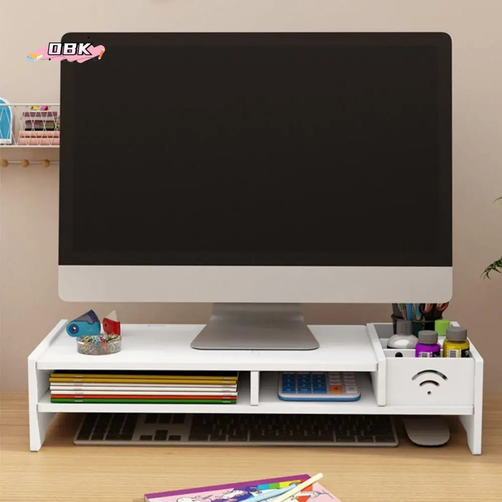 Desktop Computer Monitor Stand Modern Design Multi Compartment Laptop Heightening Holder for Home School Office Desktop Shelf