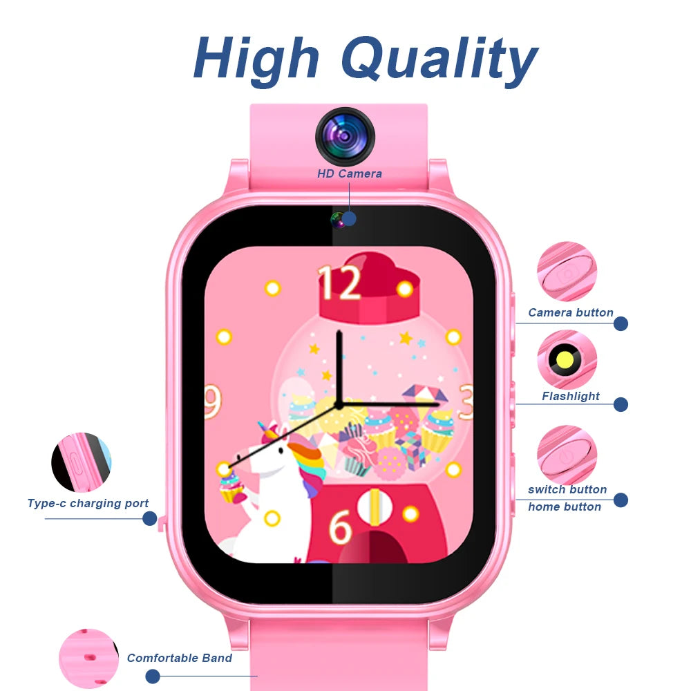 Children's Wristwatch 22 Games Kids Smart Watch Music Play Flashlight Pedometer Habit Tracking Smartwatch Boys Girls Gifts Clock