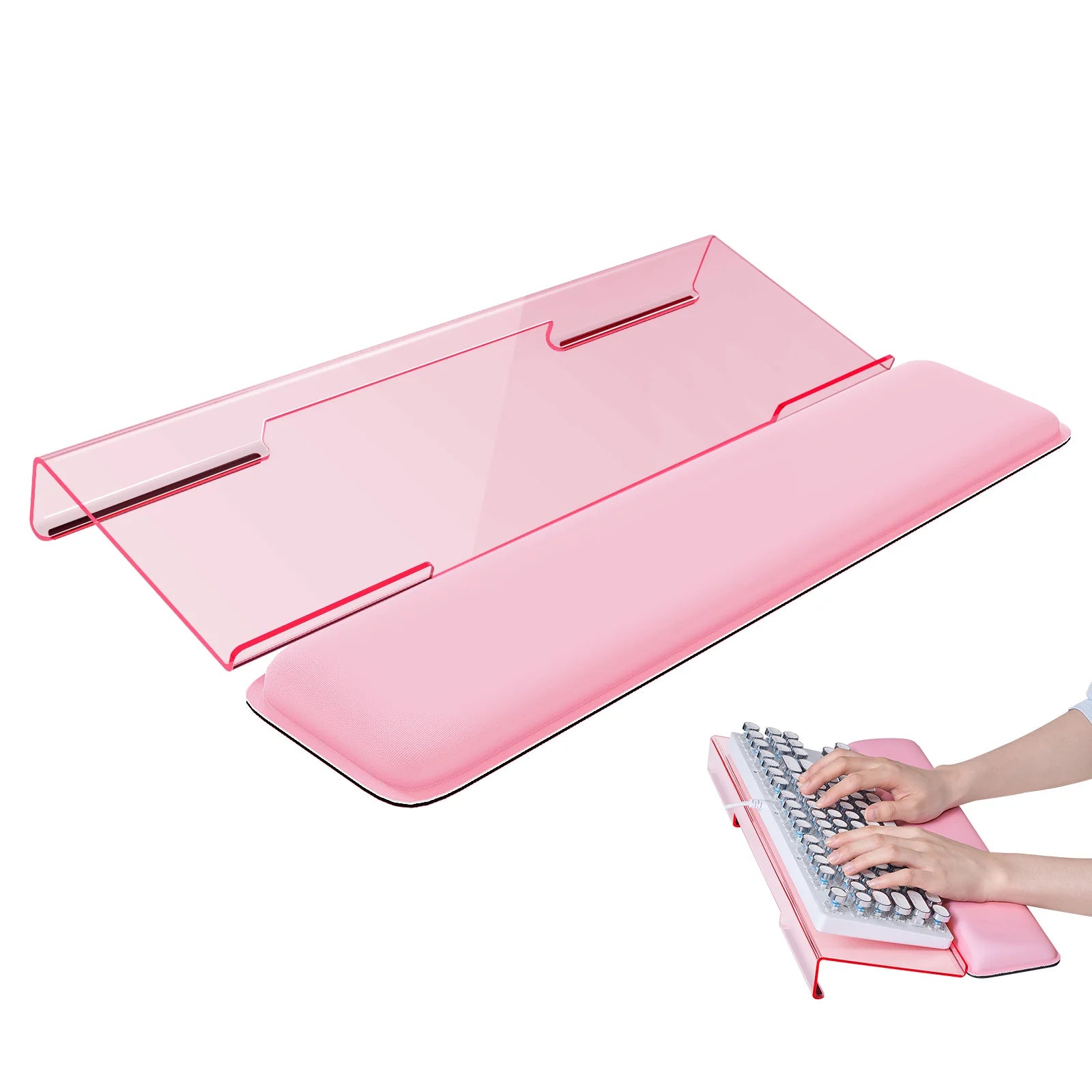 Computer Keyboard Wrist Rest Stand for Desktop, Acrylic Tilted Computer Keyboard Holder for Easy Ergonomic Typing