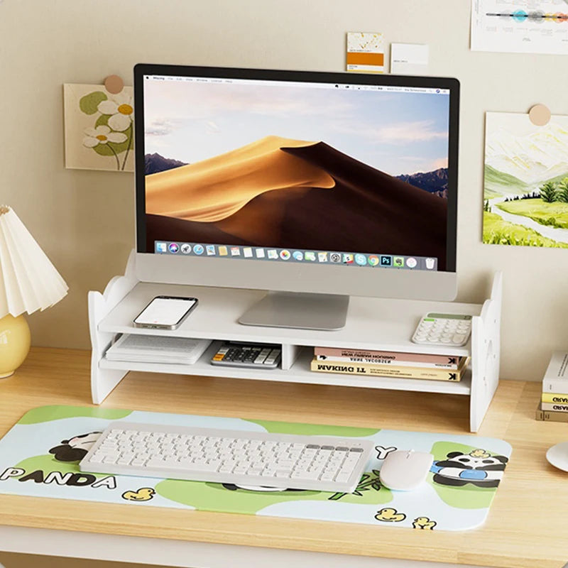 Desk Monitor Holder Elevated Computer Monitor Screen Stand Rack Desktop Storage Holder Reduce Neck Strain For Game Office