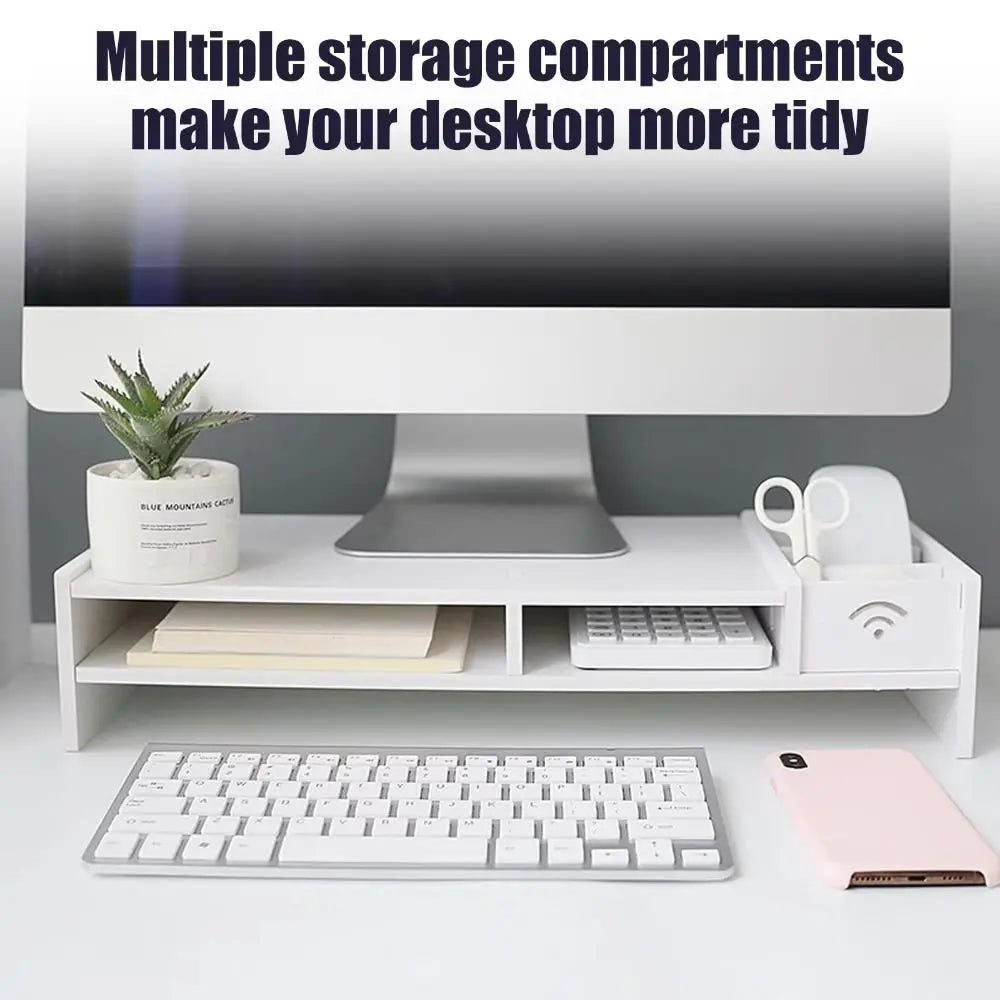 Desktop Computer Monitor Stand Modern Design Multi Compartment Laptop Heightening Holder for Home School Office Desktop Shelf