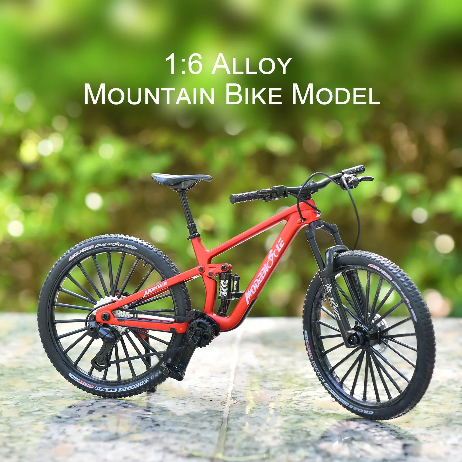 1:6 Scale Alloy Mountain Bike Model Realistic Gear Toy with Front & Rear Shock Absorbers Christmas Gifts for Bicycle Enthusiasts