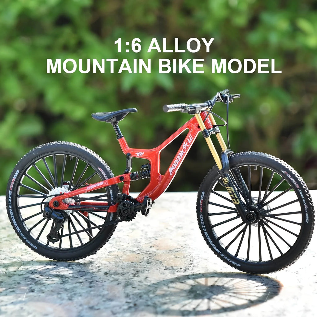 1:6 Scale Alloy Mountain Bike Model Realistic Gear Toy with Front & Rear Shock Absorbers Christmas Gifts for Bicycle Enthusiasts