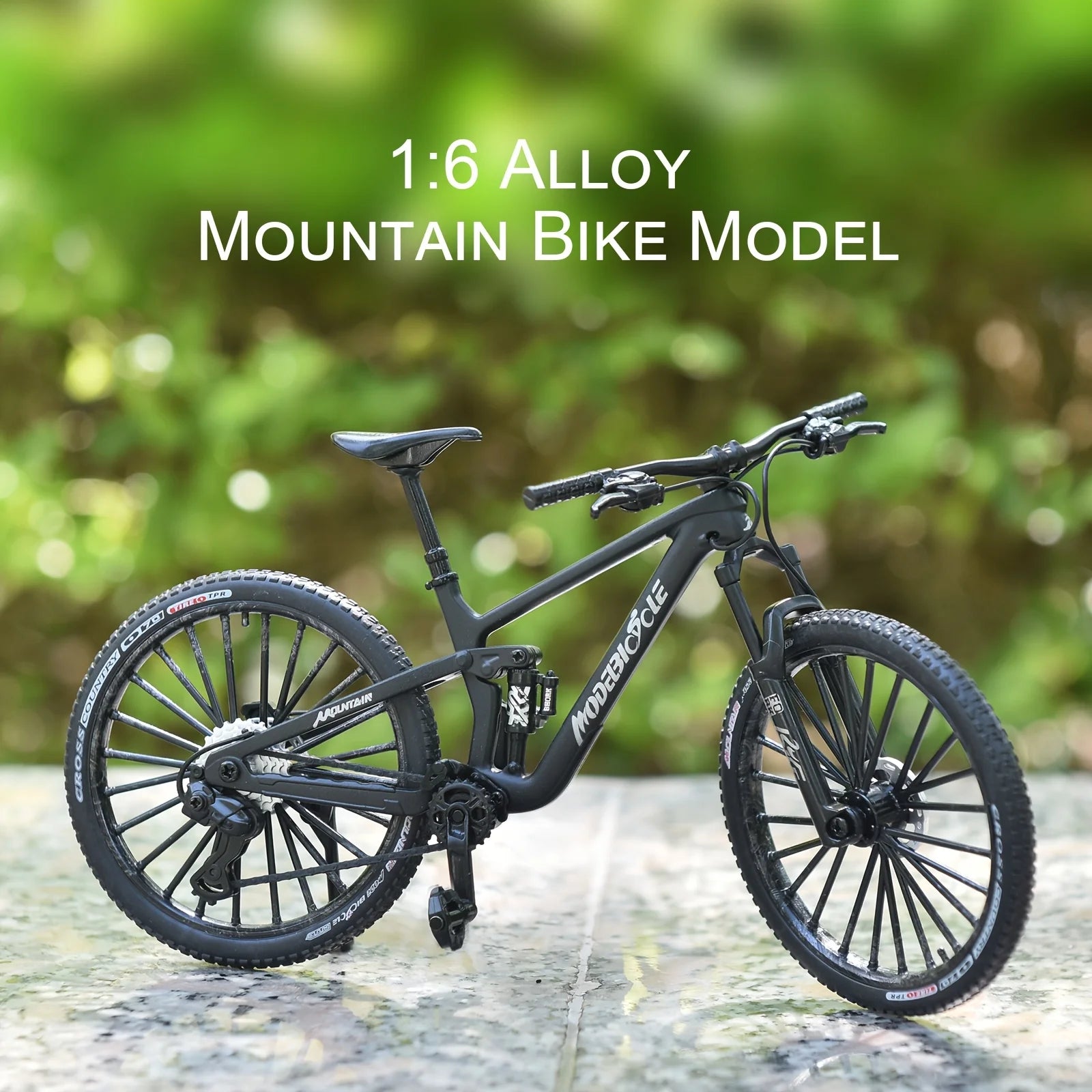 1:6 Scale Alloy Mountain Bike Model Realistic Gear Toy with Front & Rear Shock Absorbers Christmas Gifts for Bicycle Enthusiasts