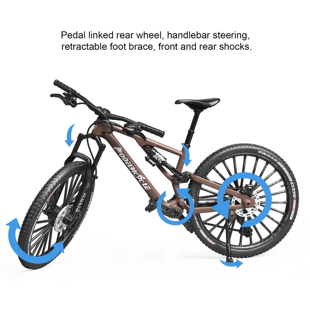 1:6 Scale Alloy Mountain Bike Model Realistic Gear Toy with Front & Rear Shock Absorbers Christmas Gifts for Bicycle Enthusiasts