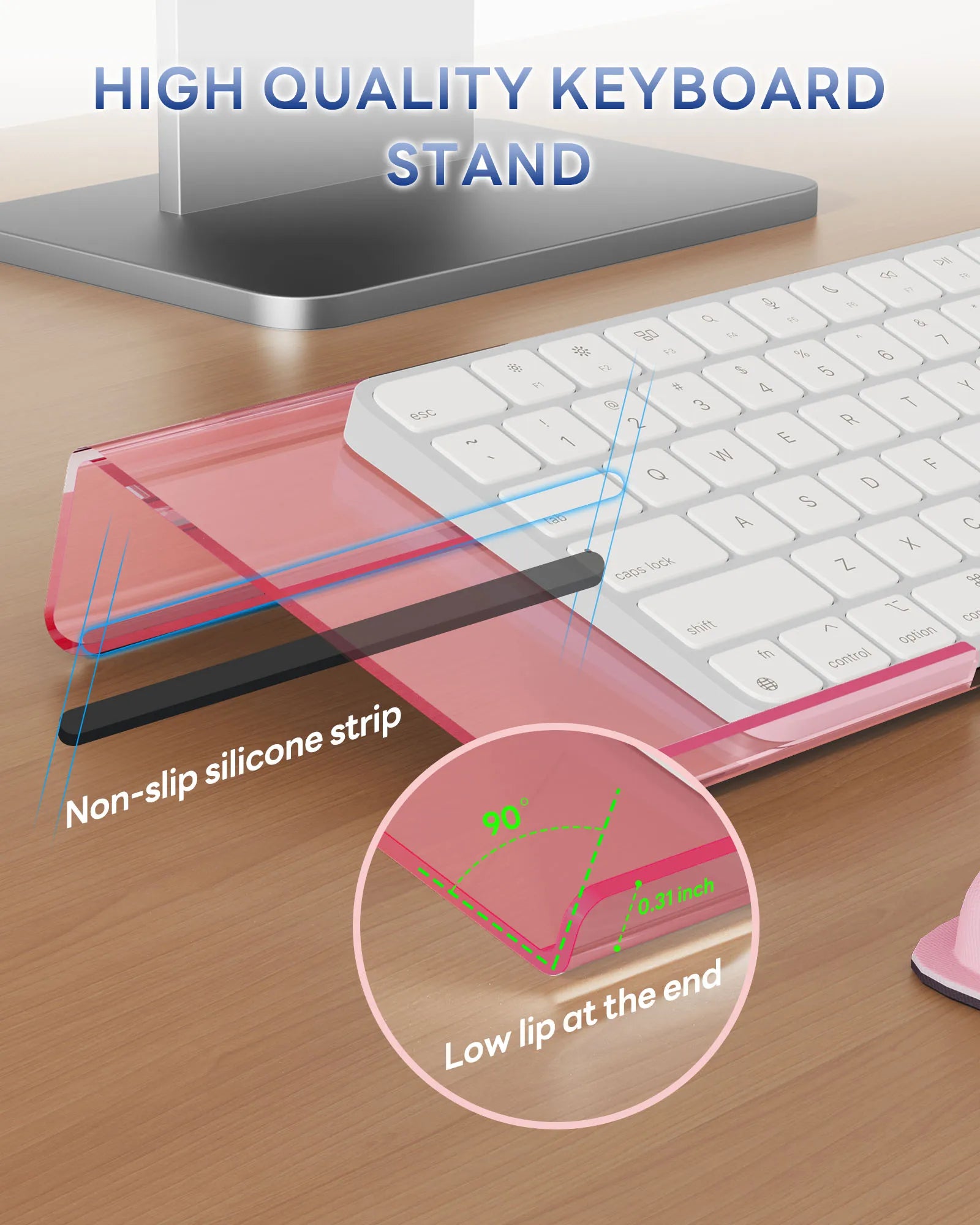 Computer Keyboard Wrist Rest Stand for Desktop, Acrylic Tilted Computer Keyboard Holder for Easy Ergonomic Typing
