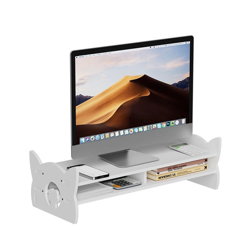 Desk Monitor Holder Elevated Computer Monitor Screen Stand Rack Desktop Storage Holder Reduce Neck Strain For Game Office