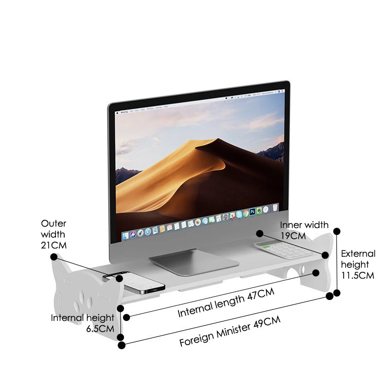 Desk Monitor Holder Elevated Computer Monitor Screen Stand Rack Desktop Storage Holder Reduce Neck Strain For Game Office
