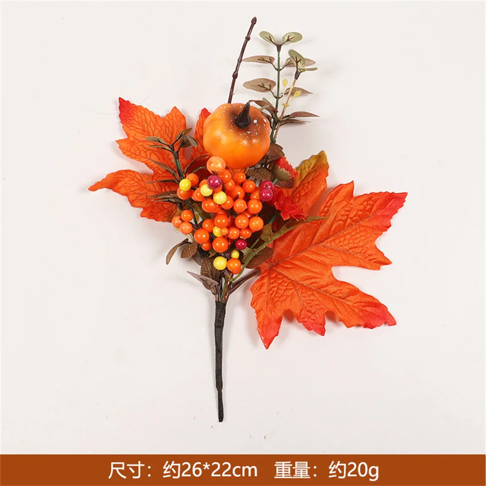 Autumn Thanksgiving Decor Maple Leaf Bunches Potted Plants Halloween Fall Decorations Artificial Greenery For Home Table