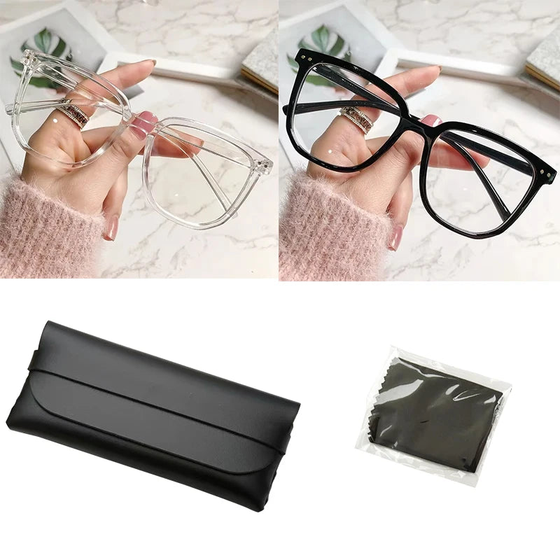 Anti-blue Light Glasses for Women with Regular Eyeglass Frame Finished Retro Flat Light Frame