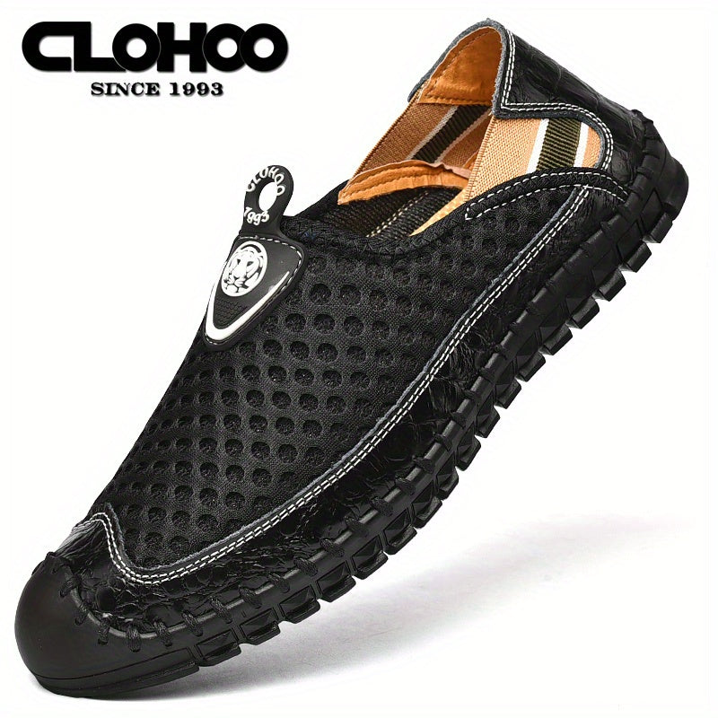 CLOHOO Men's Mesh Breathable Lightweight Rubber Sole Stitching Non Slip Sandals Hiking Shoes For Spring And Summer