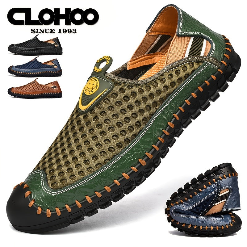 CLOHOO Men's Mesh Breathable Lightweight Rubber Sole Stitching Non Slip Sandals Hiking Shoes For Spring And Summer