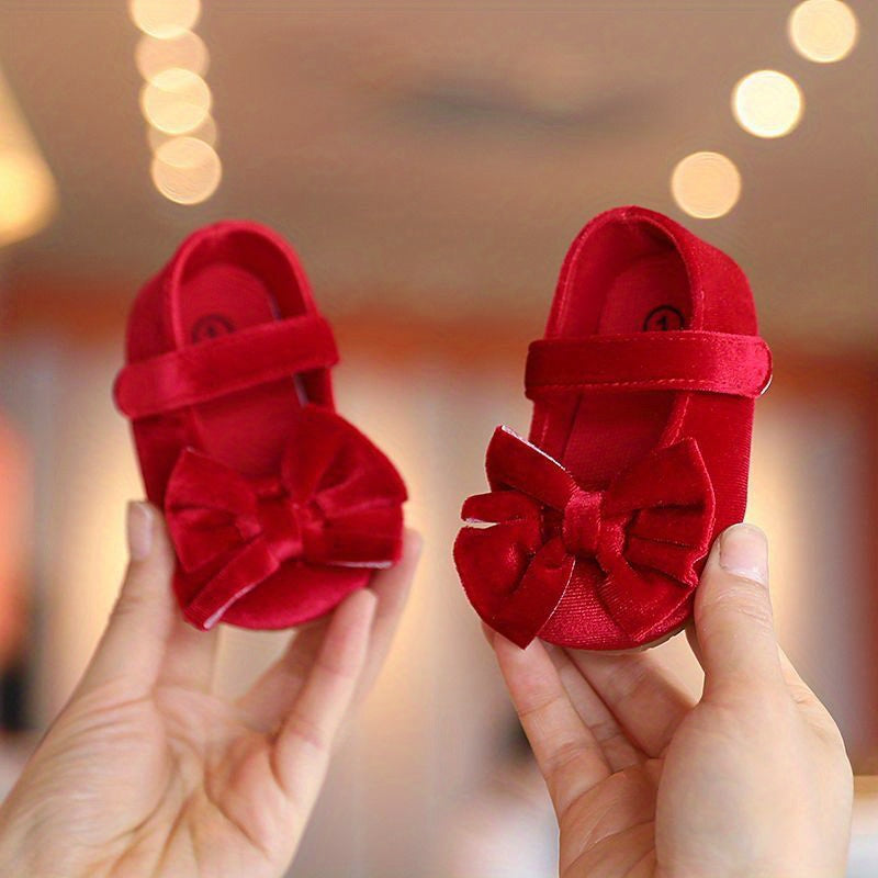 Baby Girls Mary Jane Flats With Bowknot First Walker Shoes Crib Shoes Princess Wedding Party Christmas Dress Shoes