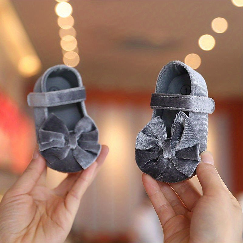 Baby Girls Mary Jane Flats With Bowknot First Walker Shoes Crib Shoes Princess Wedding Party Christmas Dress Shoes