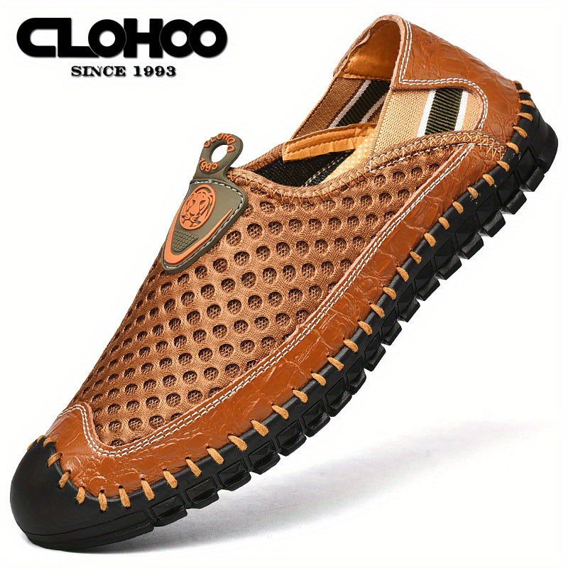 CLOHOO Men's Mesh Breathable Lightweight Rubber Sole Stitching Non Slip Sandals Hiking Shoes For Spring And Summer